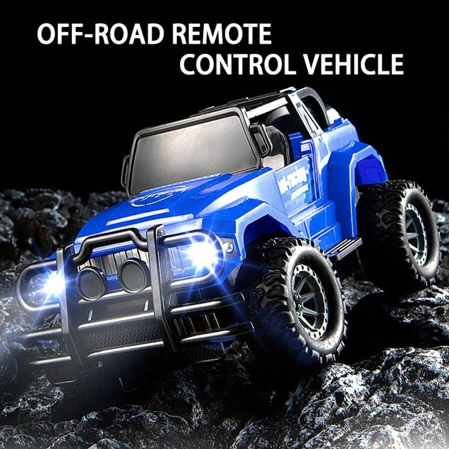 1/16 Scale Remote Control Off-Road Vehicle, Rechargeable Racing Car With LED Lights, 4-Way Toy Monster Truck