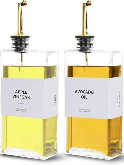 Glass Olive Oil Dispenser For Kitchen, Oil And Vinegar Dispenser Set, Glass Olive Oil Dispenser Bottle. Soy Sauce Dispenser, Coffee Syrup Bottles Father Gift- 2 Pcs