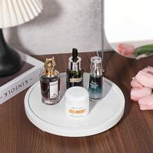 Plateau décoratif rond en bois, organisateur de comptoir de salle de bain, décoration de cuisine de style ferme. Rehausseur en bois pour savonnière, parfum, bougie, éponge - Multicolore - Voir 10
