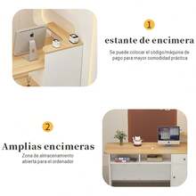 Organizador de mesa de recepción doble capa 2 cajones, minimalista | Multifuncional para oficinas y centros comunitarios | Cajones cerrados para privacidad y estantes abiertos para exhibición, gran capacidad - Multicolor - Ver 3
