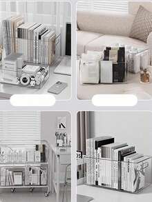 1pc Transparent Desktop Storage Display Box, Suitable For Storing Student Stationery, Snacks, Fruits, Toys, Cosmetics, Beauty Tools, Books, And Other Small Items In Home, Living Room, Kitchen, Cabinet, Drawer-Style Rectangular Multi-Purpose Storage Box