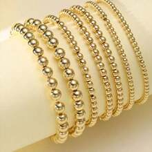 Handmade Bead Bracelet Elastic Stacking Set, Small Gold Bead Multi-Layer Jewelry, Versatile For Daily Wear, Suitable For Your Birthday Gift, Anniversary Gift, Valentine's Day Gift - Vàng 7 - Xem 2