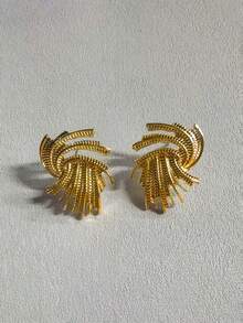 1 pereche de cercei eleganți din aur cu design de artificii, potriviți pentru sărbători, purtare zilnică și cadou pentru prieteni