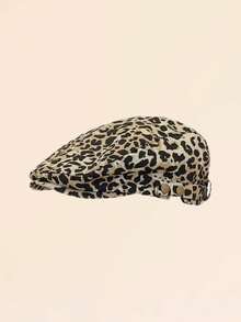 1pc Unisex Fashionable Dual-Color Adjustable Brimmed Hat, Animal Print Design (Leopard, Cow) Made Of Polyester Fiber, Suitable For Spring, Summer, Autumn, Back To School, Casual Wear, Party