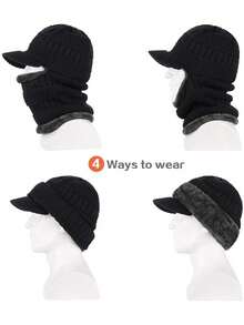 Passamontagna invernale lavorato a maglia, berretto caldo per ciclismo e sci, maschera antivento, cappuccio lavorato a maglia, passamontagna termico in pile pesante, outfit autunnale