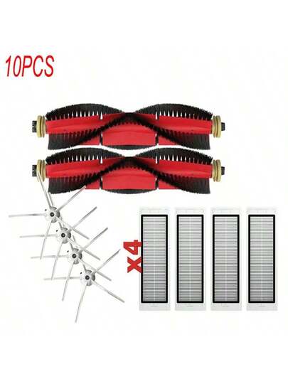 Kit Includes Main Brushes, Side HEPA Filters, Accessories (10 Pack) Xiaomi Roborock S5 Max S50 S55 S6 MaxV Pure E4 E5 Robot Stofzuiger Spare Parts: Brush, Filter