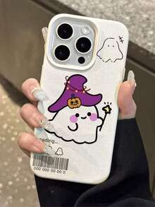 Purple Ghost Leather Texture Phone Case Compatible With Iphone 16/14 Plus, Shockproof Protective Cover Compatible With Iphone 13 Pro, 15 Pro Max/14/13/12/16 Pro/14 Pro, Soft Shell For Women - Beige - View 2