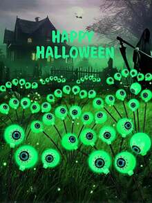 Solar Powered Eyeball Ground Stake Light - Green/Purple Lighting, Spooky Eyeball, Solar Powered With Flickering Twisting Firefly Effect, Waterproof IP44, Outdoor Pathway Light For Halloween Decor, Undetachable Photovoltaic Module, Suitable For Garden, Yard And Lawn LED Outdoor Decorative Lighting, Solar Path Lighting, Creepy Atmosphere Decoration!