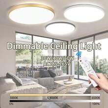 1pc 50W Ultra-Thin Modern LED Flush Mount Ceiling Light, 180-265V, 3700 Lumens, 3 Color Temperatures 3000K/4000K/6500K, Indoor LED Panel Lamp, Round Ceiling Light Fixture For Bedroom, Living Room, Kitchen, Hallway - White Ceiling Lamp 180-265V - View 3