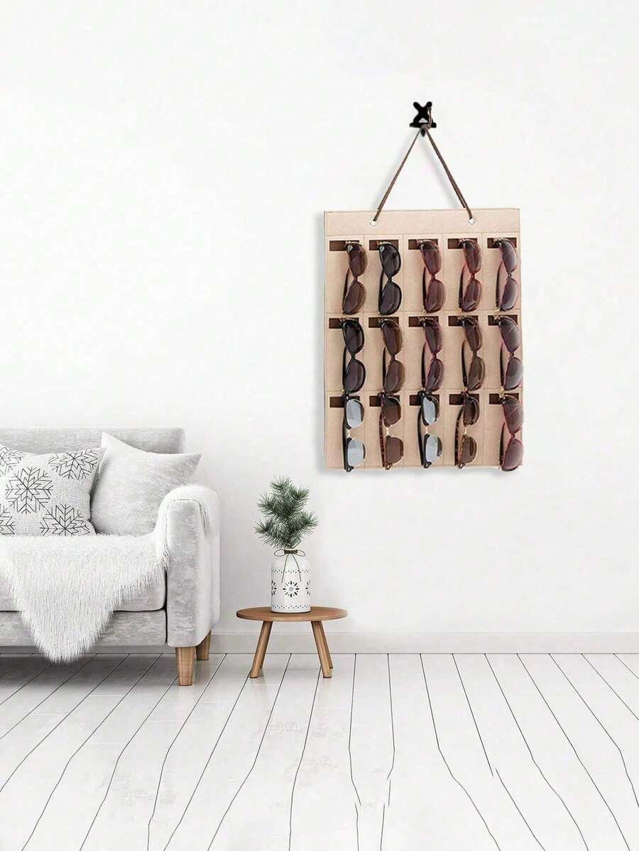 1pc/2pcs Sunglasses Storage Organizer Behind The Door, Wall Mounted Felt Glasses Storage Bag, Hanging Closet Eyeglasses Storage Holder, Eyewear Display Rack(Two Colors To Choose From)