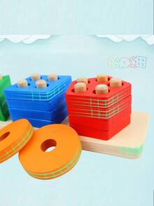 Juguetes de madera para clasificar y apilar, juguetes de madera para niños pequeños y preescolares, juguetes educativos, reconocimiento de colores y formas, rompecabezas de aprendizaje, regalos de Navidad y Pascua