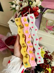 مجموعة من قالبين سيليكون لصنع شمع بشكل موجة ثلاثية الأبعاد وشريطي، قالب حقن شمع موجي يدوي غير منتظم، ديكور منزلي وزينة طاولة - أبيض - مشاهدة 10