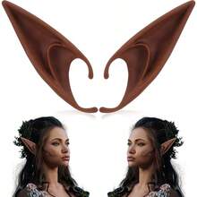 Brown Tan Dark Elf Ears Halloween Renaissance LARP Masquerade Fairy Cosplay Ears For Black Skin - C - Tai dài màu nâu của yêu tinh (1 đôi) - Xem 1