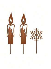 4/6 sztuk świątecznych rdzawych świeczek ogrodowych, świece w kształcie płatków śniegu, ozdoby świąteczne, dekoracje rustykalne, ozdoby do doniczek, na zimę