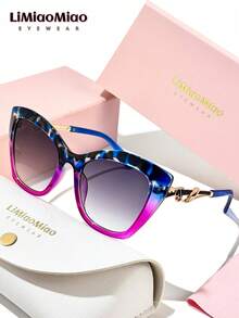 LiMiaoMiao 1pc Cat Eye Fashion Fashion Glasses, Y2K Stylish Eyewear, Holiday Gift With Glasses Case And Cleaning Cloth, Unisex - Multicolor - View 15