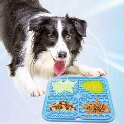 1 cor aleatória, tapete de silicone para lamber com ventosa para animais de estimação, jogo americano para animais de estimação, tapete de silicone para alimentação lenta, tapete para alimentação lenta de cães, tapete para lamber cães