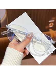 2025 Spring New Polygon Eyeglasses Frame, Versatile Minimalist Solid Color Casual TPR (Thermoplastic Rubber) Non-Prescription Glasses - Multicolor - View 2