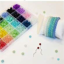 2 盒/套玻璃珠用于珠宝制作，24 种颜色 8 毫米水晶珠手链制作套件，2 盒适合初学者的圆珠套装