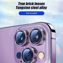 BOLLYMORE 3片装紫色闪光彩色相机镜头保护膜，带金属环，适用于 17 Pro Max / 17 Pro / 17 Air / 17 / 13 / 14 / Pro / Max / 15 / 16 Pro Max，生日礼物，家居礼物，闪亮镜头保护膜，手机配件 - 紫色 - 查看 6