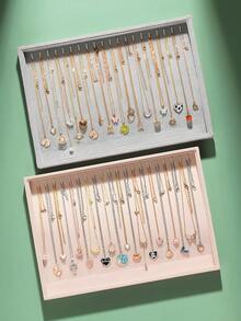 1pc Necklace Storage Box, Necklace Display Storage Tray, Flannel Jewelry Tray Ring Rack, Suitable For Necklaces, Pendants And Other Display Trays, Suitable For Girls Display Box Storage Necessities. - Multicolor - View 3