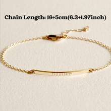 Elegant Minimalist Narrow Bracelet, Customizable With Initial, Roman Numerals, Date, Made Of Gold Material, Great Gift - Multicolor 2 - View 2