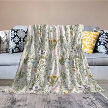 A Comfortable Bohemian Vintage Wildflower Blanket,Super Soft Flannel Printed  Blanket,As Birthday Gifts, Family, Wedding, Souvenir Blankets, Polyester Blankets Suitable For All Seasons, Washable, Machine Washable, Lightweight, Breathable, Comfortable, Warm, Unique, 280gsm For Him, Her Personalized Ideal Gifts For Her, Him, Family, Boyfriend, Girlfriend, Father, Family, Mother, Lover, Daughter, Son, Grandfather, Grandmother, Teacher,Doctor, Nurse,Friend, Classmate, Pet.Perfect Nap, Camping, Travel, Home, Daily Life, Office Decoration, Birthday, Anniversary, Valentine's Day, Thanksgiving, Graduation Season,Christmas, Halloween, Mother's Day, Father's Day, Wedding, New Year Gifts ,Sofa,Bed,Car,Bedroom,Living Room,Office,  Outdoor Camping, Beach,Wall Decoration - 多色12 - 查看 4