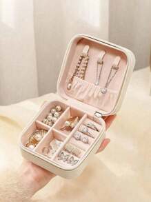 4/1pc Mini Travel Jewelry Storage Box, Multifunctional Jewelry Box, Waterproof Earring Ring Box, Portable Women Jewelry Organizer, Home Jewelry Display Box, Detachable Jewelry Box, PU Leather Jewelry Case For Jewelry, Rings, Earrings, Lipstick, Watches, Necklaces, Gift For Friends, Teachers, Bridesmaids, Back To School Essentials, Travel Necessities, Bedroom Decor, Desk Accessory, Suitable For Autumn And Winter