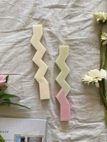 مجموعة من قالبين سيليكون لصنع شمع بشكل موجة ثلاثية الأبعاد وشريطي، قالب حقن شمع موجي يدوي غير منتظم، ديكور منزلي وزينة طاولة - أبيض - مشاهدة 7