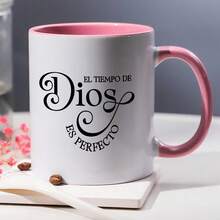 1pc, 3A Grade,EL TIEMPO DE DIOS ES PERFCTO,11oz Coffee Mug,Instant Rich Coffee Mug,Reusable, Perfect For Giving To Family, Friends, Men, Women, And Office Birthdays, New Year's, Valentine's Day, And Holiday Gifts - Pink - View 9