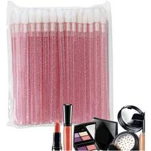 50Pcs Disposable Lipstick Applicator Brush Lip Gloss Extension Cleaning Eyebrow Makeup Brush Kit - Hồng - Xem 4