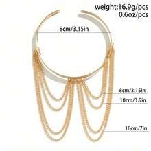 Vintage Gold Color Tassel Chain Arm Bracelets For Women Punk Metal Geometric Opening Adjustable Cuff Bracelets Party Jewelry - 金色 - 查看 8