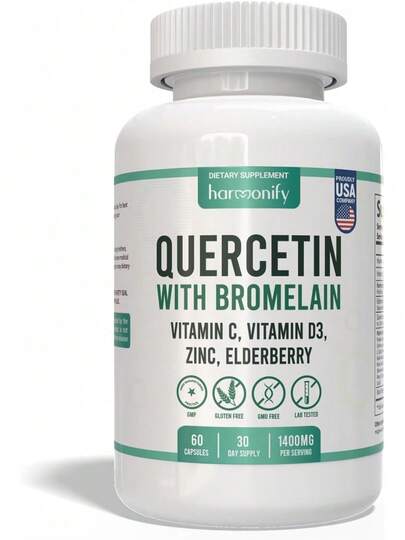 Quercetin With Bromelain, Immune Blend Supplements With Zinc Elderberry Vitamin C & D 5000 IU, Artemisinin, Irish Sea Moss, Echinacea, Garlic, Turmeric, Reishi And Ginger Powder, 1400 Mg