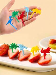 Sanrio 10 件/30 件/50 件卡通随机颜色恐龙形状水果叉套装，可爱动物创意水果签名便当水果叉，甜点叉，派对，生日，节日礼物，送给朋友、同事和家人的完美礼物，圣诞礼物 - 彩色 - 查看 5