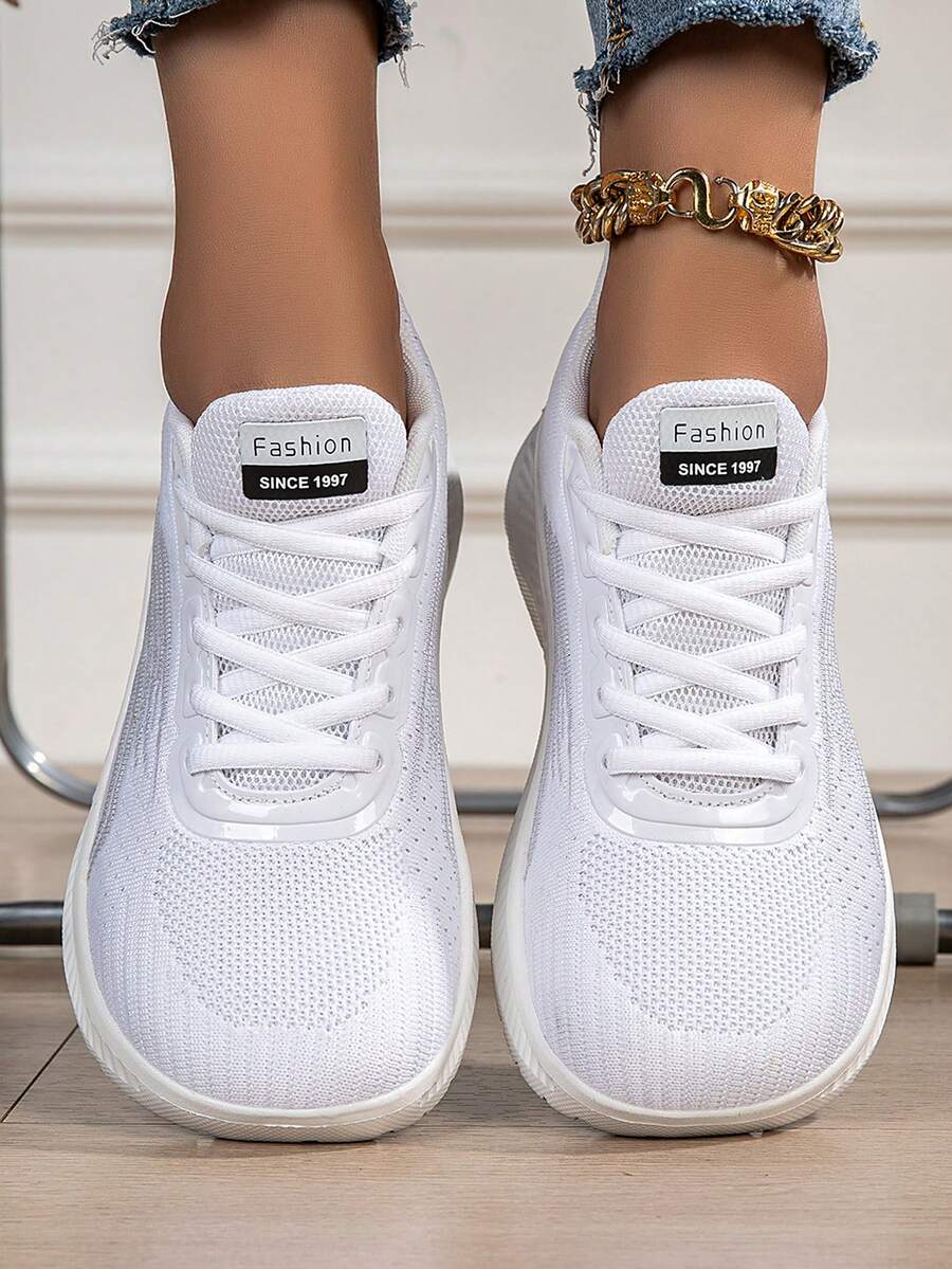 Zapatos deportivos casuales de talla grande con ajuste amplio para mujeres, con cordones, transpirables y ligeros