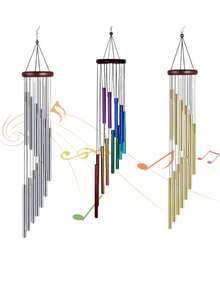 23in Outdoor Wind Chime, Rotating Wind Chime With 12 Aluminum Alloy Tubes And Hooks, Music Wind Chime, Outdoor Garden Decoration Wind Chime Pendant, Birthday Party Decoration, Home Decoration Pendant, Porch Decoration Wind Chime, Holiday Party Decoration, Bedroom Decoration, Shopping Mall Window Decoration Wind Chime Pendant, Commemorative Gift For Family And Friends - Multicolor - View 9