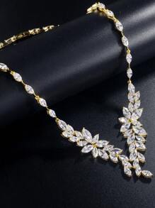 1 件奢华泪珠锆石水晶项链，适合新娘、婚礼、晚会 - 項鍊 - 查看 8