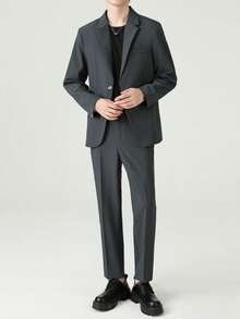 Men Suits - 회색 파란색 - 보기 4