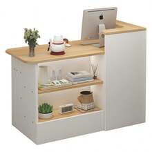 Mesa de recepción minimalista de doble capa con 2 cajones, diseño moderno, amplia capacidad de almacenamiento, perfecta para oficinas y recepciones - Multicolor - Ver 1