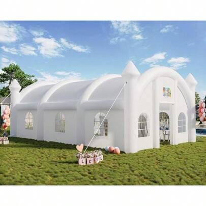 Merluxy Portable Inflatable Wedding Tent, Heavy-Duty Oxford Fabric Party Gazebo With Roll-Up Doors & Sandbags, Event House For Backyard Or Birthday Celebrations
