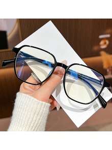 2025 Spring New Polygon Eyeglasses Frame, Versatile Minimalist Solid Color Casual TPR (Thermoplastic Rubber) Non-Prescription Glasses - Multicolor - View 6