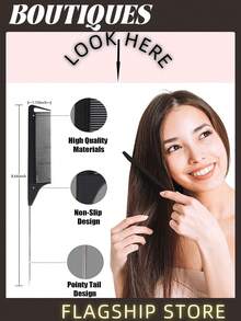 مشط ذيل مخروطي احترافي من قطعة واحدة إلى 7 قطع، مشط ذيل الفأر، مشط فرق الشعر، مشط ذيل من الفولاذ المقاوم للصدأ، مشط شعر مضاد للكهرباء الساكنة، مشط ضفيرة، مشط أسنان ناعمة لذيل الفأر، مشط تسليط الضوء، مشط متعدد الوظائف مناسب للشعر العادي