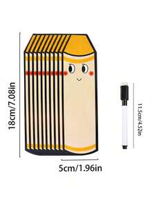 hoojojo 10 Peças de Cartões com Formato de Lápis, Cartões Apagáveis DIY, 4 Cores, Cartões da Sorte, Cartões Surpresa, Cartões com Escrita de Lápis, Jogos de Aprendizagem, Adereços Interativos para Sala de Aula, Adequados para Salas de Aula, Famílias, Papelaria, Materiais Didáticos