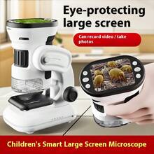 Microscopio digital infantil con pantalla LED de 2.0", 1000x de aumento, 640*480 píxeles, captura de fotos/vídeo, para experimentos científicos, juguete educativo, uso doméstico y estudiantil, portátil, versión de unidad única/set - Blanco - Ver 2