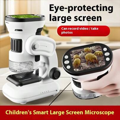 Microscopio digital infantil con pantalla LED de 2.0", 1000x de aumento, 640*480 píxeles, captura de fotos/vídeo, para experimentos científicos, juguete educativo, uso doméstico y estudiantil, portátil, versión de unidad única/set