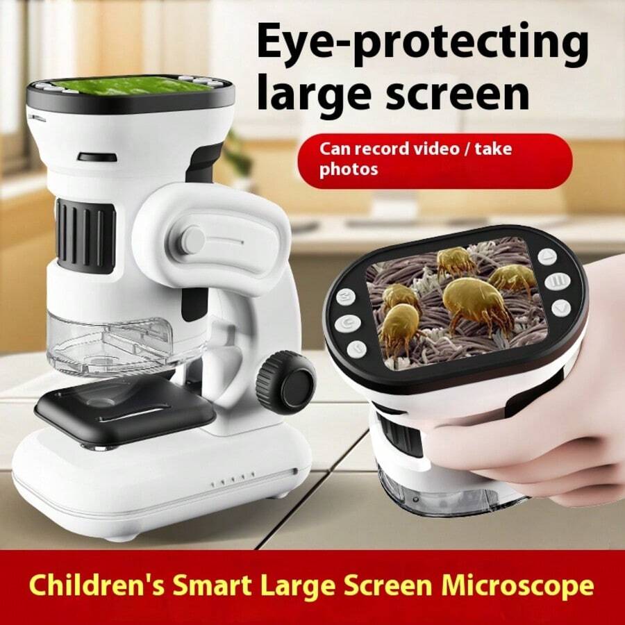 Microscopio digital infantil con pantalla LED de 2.0", 1000x de aumento, 640*480 píxeles, captura de fotos/vídeo, para experimentos científicos, juguete educativo, uso doméstico y estudiantil, portátil, versión de unidad única/set