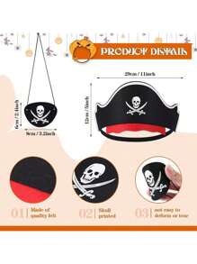 加勒比海盗：黑珍珠号的诅咒服装、道具、万圣节派对毯子、海盗头饰、帽子、骷髅面具 Legigo 海盗帽经典服装帽眼罩 - 海盗船长帽海盗眼罩适合海盗派对角色扮演加勒比海礼服、圣诞节