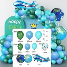 132pcs Travel Theme Balloon Garland Arch Set, Including Gray Blue, Blue, Coffee, Cloud Latex Balloons And Airplane, Earth Foil Balloons, Perfect For Birthday Party Decorations, Decorative Background, Graduation Ceremony, Retirement Party, Honeymoon Travel, Airplane Theme Party Supplies - Multicolor - View 10