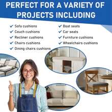 1 pieza de cojín de espuma de alta densidad y grosor, cojín de sofá, cojín de silla, espuma de reemplazo, espuma tapizada de alta resistencia, cojín de ventana, respaldo, cojín de mueble, cojín de silla de ruedas, proyecto DIY, cuadrado, resistente a las manchas amarillas