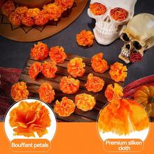 MEHELANY 20Pcs Orange Artificial Carnation Flower Heads,Silk Imitation Flowers Bulk Fake Fall Flowers Marigold Flower Heads With Stems Artificial Flowers For Diwali Home Decor Day Of The Dead Wreath Garland, Table Center, Floral Arrangement DIY Wreaths, Wedding Bouquets, Thanksgiving Halloween Christmas Party Birthday Decorations, DIY Crafts,Graveyard Wreaths