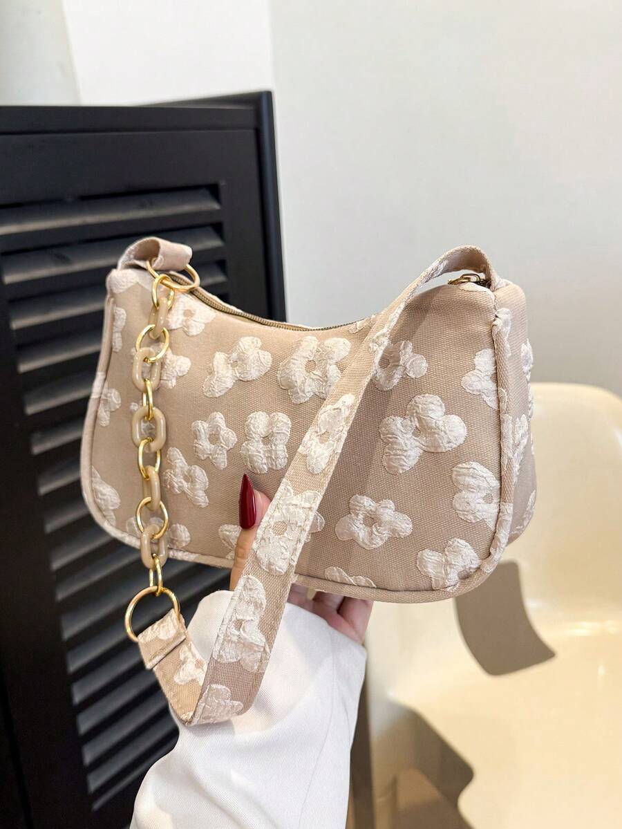 Bolso de hombro ligero y casual de unicolor, adecuado para el uso diario de las mujeres en primavera y verano - Caqui - Ver 1